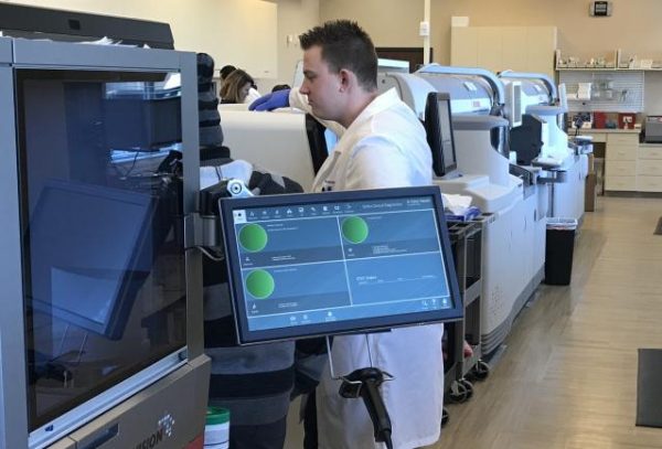 Clinical research center's on-site, full-service medical laboratory.