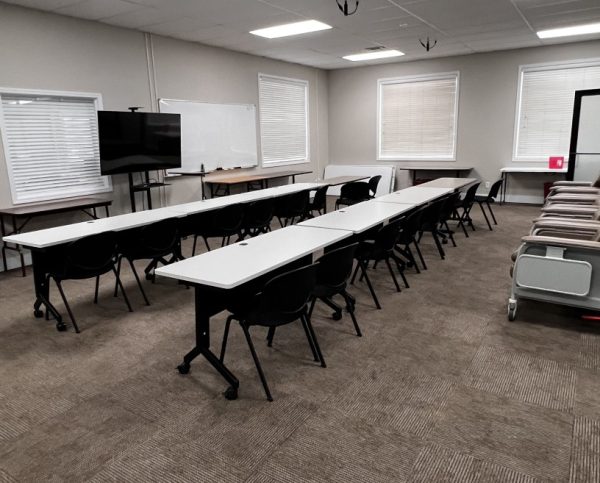 Clinical research center's learning center, a classroom ready for sponsor/cro visit convenience.
